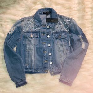 Romeo + Juliet Pearl Embellished Denim Jacket, NWT